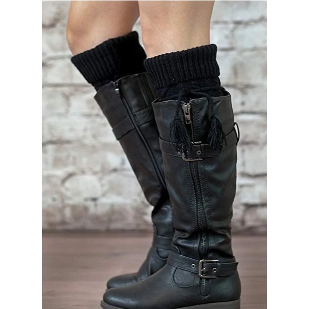 Cable Knit Over The Knee Socks Thigh High Long Boot Cozy Sweater OTK School Girl